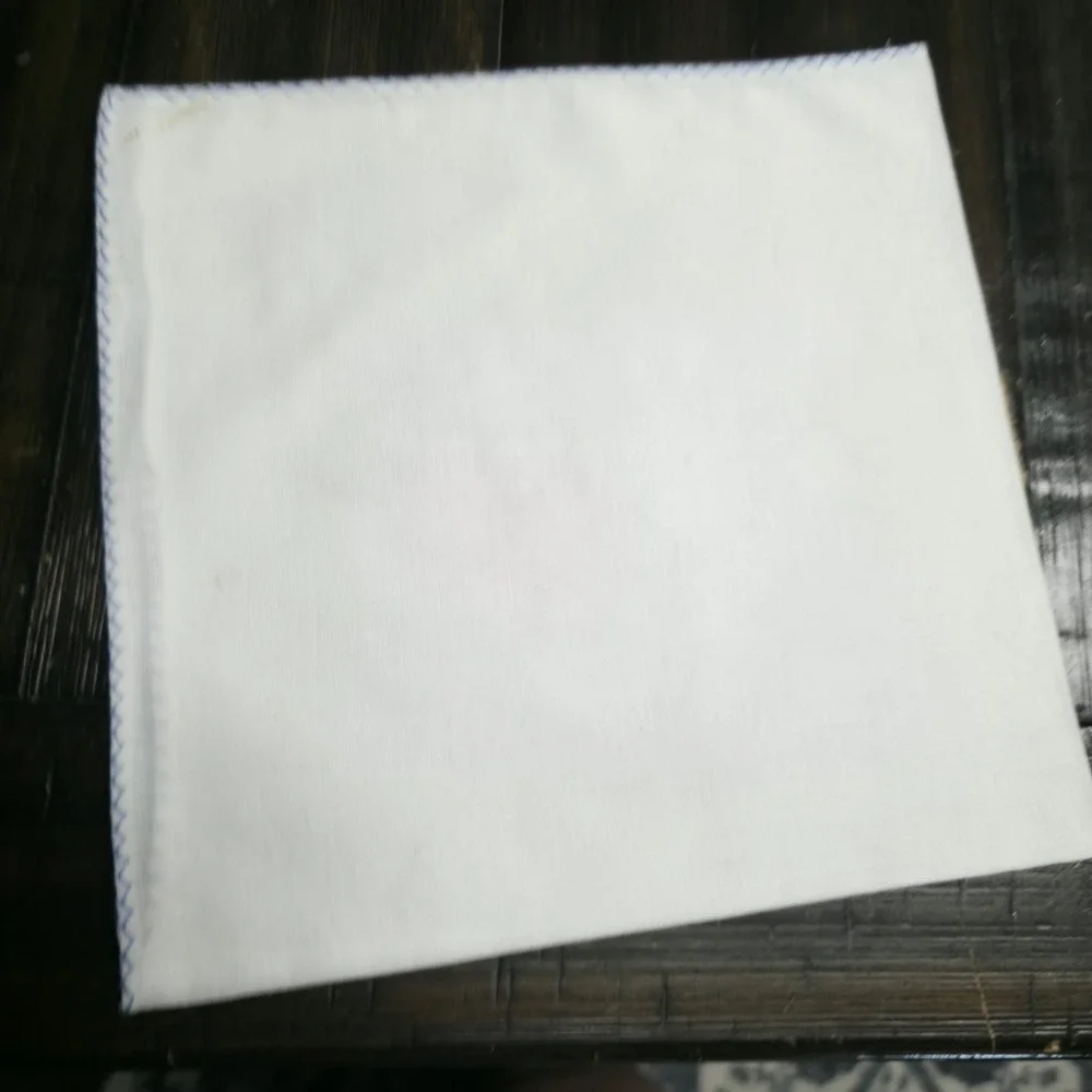 Vintage Embroidered Cloth Napkins White Blue Floral Flower Set of 4 Cottagecore